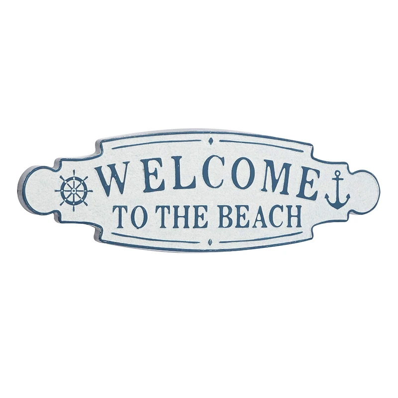 36" Blue Coastal Metal Wall Sign