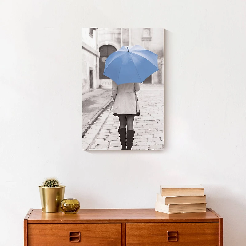 Blue Umbrella 12" x 18" Canvas Wall Art