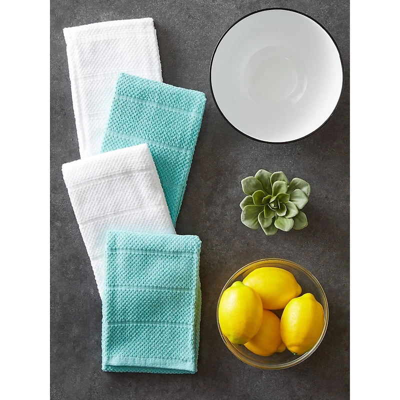 DII® Aqua & White Basic Chef Terry Dishtowel Set