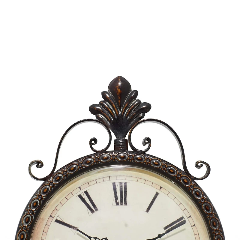 17" Brown Metal Rustic Clock