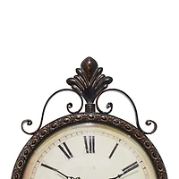 17" Brown Metal Rustic Clock