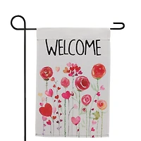 18" Roses & Hearts Floral Welcome Garden Flag