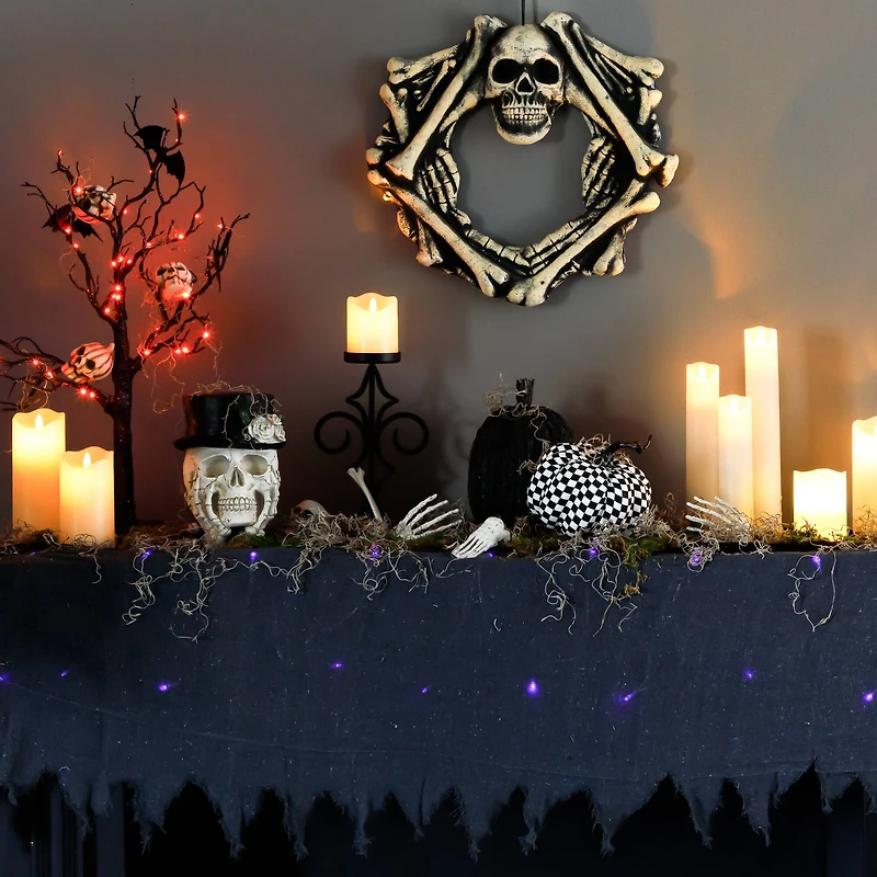 Lighted Raggedy Halloween Valance- 5.75' - Purple LED Lights