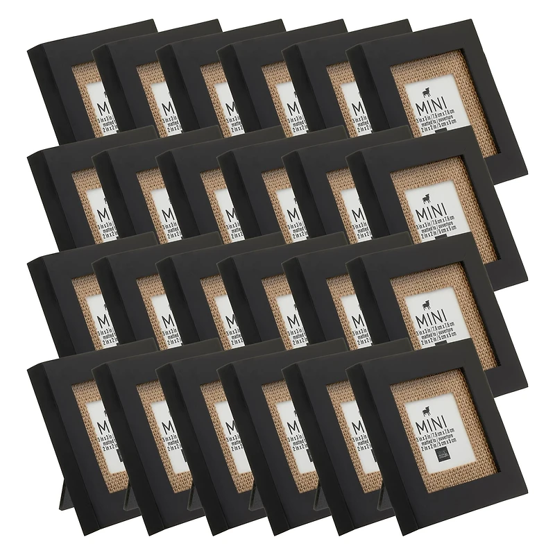 24 Pack: Black Mini Frame With Burlap Mat by Studio Décor®