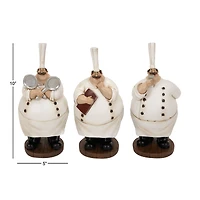 10" White Polystone Traditional Chef Sculpture, 3ct.