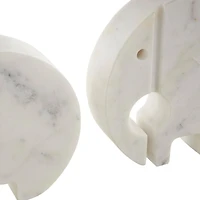 White & Gray Circular Abstract Marble Elephant Sculpture Set