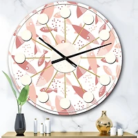 Designart 'Pink Fishes Pattern Mid-Century Modern Wall Clock