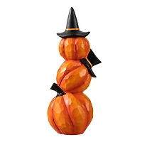 Glitzhome® 14" Lighted Halloween Stacked Resin Pumpkin Table Décor