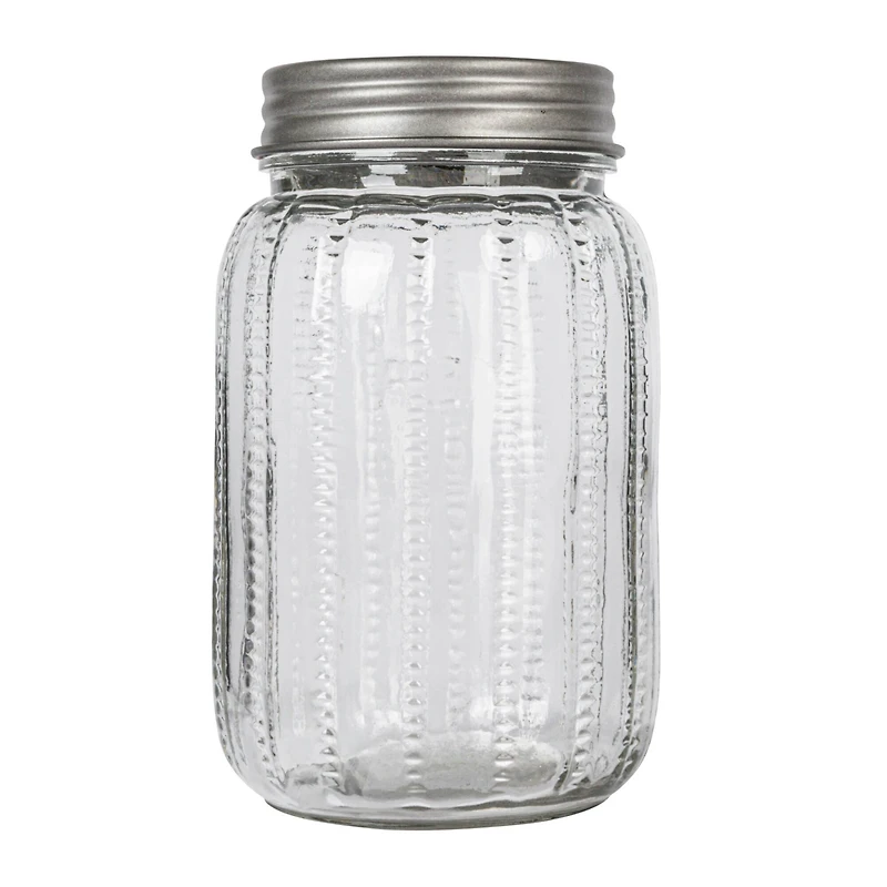 Hello Honey Tea Embossed Glass Jar with Metal Lid