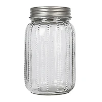 Hello Honey Tea Embossed Glass Jar with Metal Lid