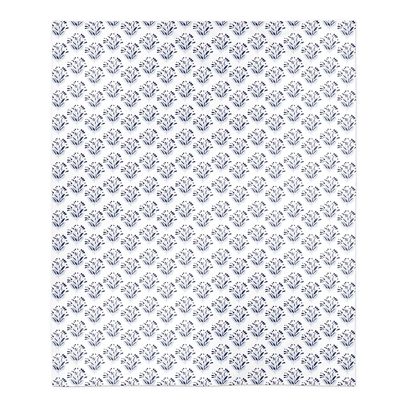 Blue Floral Sherpa Fleece Blanket