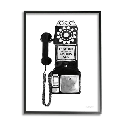 Stupell Industries Dial In Case of Fashion S.O.S. Vintage Telephone Framed Wall Art