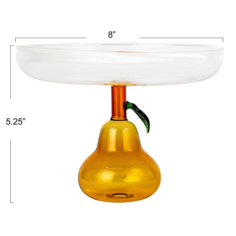 Hello Honey® 7.75" Pear Perfection Glass Food Pedestal
