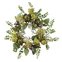 20" Green & Purple Artichoke Floral Wreath