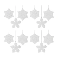 Ornate White Snowflake Ornaments Set