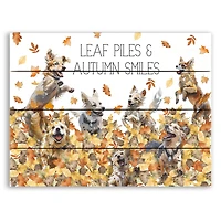 Leaf Piles and Autumn Smiles 15.75" x 11.75" Pallet Wood Wall Art