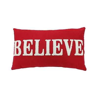 20" x 12" Red Believe Lumbar Pillow by Ashland®