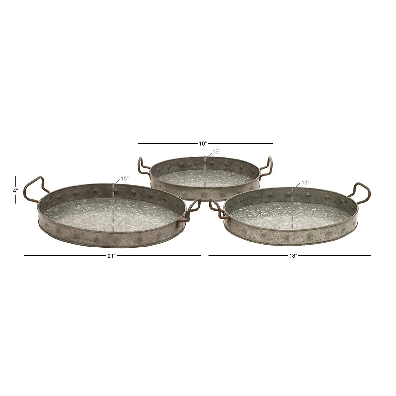 Grey Metal Farmhouse Tray Set