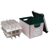 Simplify Christmas Stripe Design Green Ornament Storage Tote Bin