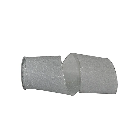 JAM Paper 4" x 10yd. Silver Sparkle Glimmer Radiance Wired Edge Ribbon
