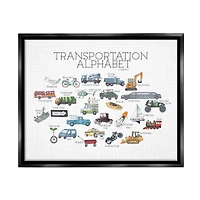 Stupell Industries Kids Educational Transportation Alphabet Framed Floater Canvas Wall Art