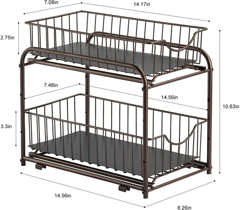 2-Tier Stackable Sliding Basket Cabinet Organizers