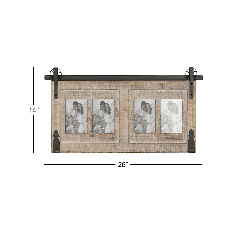 4 Opening Natural 4" x 6" Wood Farmhouse Frame