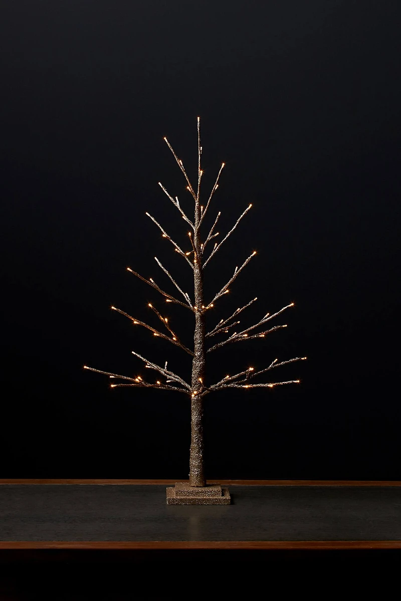 3ft. Pre-Lit Gold Twig Artificial Christmas Tree, Warm White LED Lights