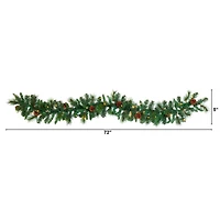 6ft. Pre-Lit Clear LED Mixed Pine & Pinecone Artificial Garland