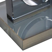 The Novogratz 6" Silver Crystal Geometric Square Bookends with Circle Cut Outs Set