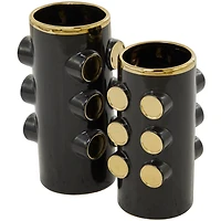 Black Ceramic Contemporary Vase, Set of 2