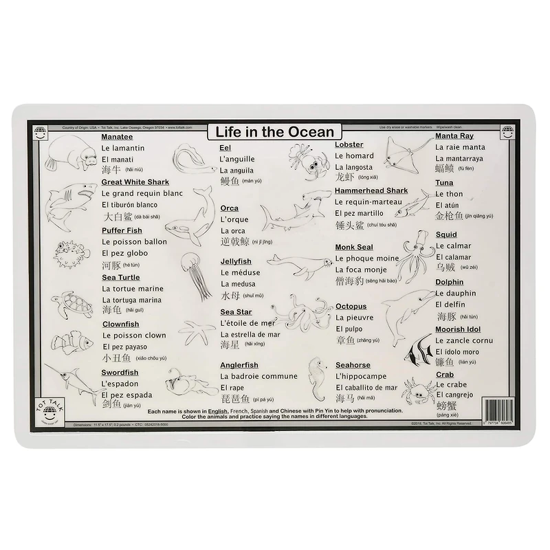 Tot Talk Ocean Explorer Placemat