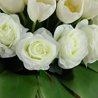 Wedding Collection 20in. Artificial Roses and Tulips Arrangement in Glass Vase