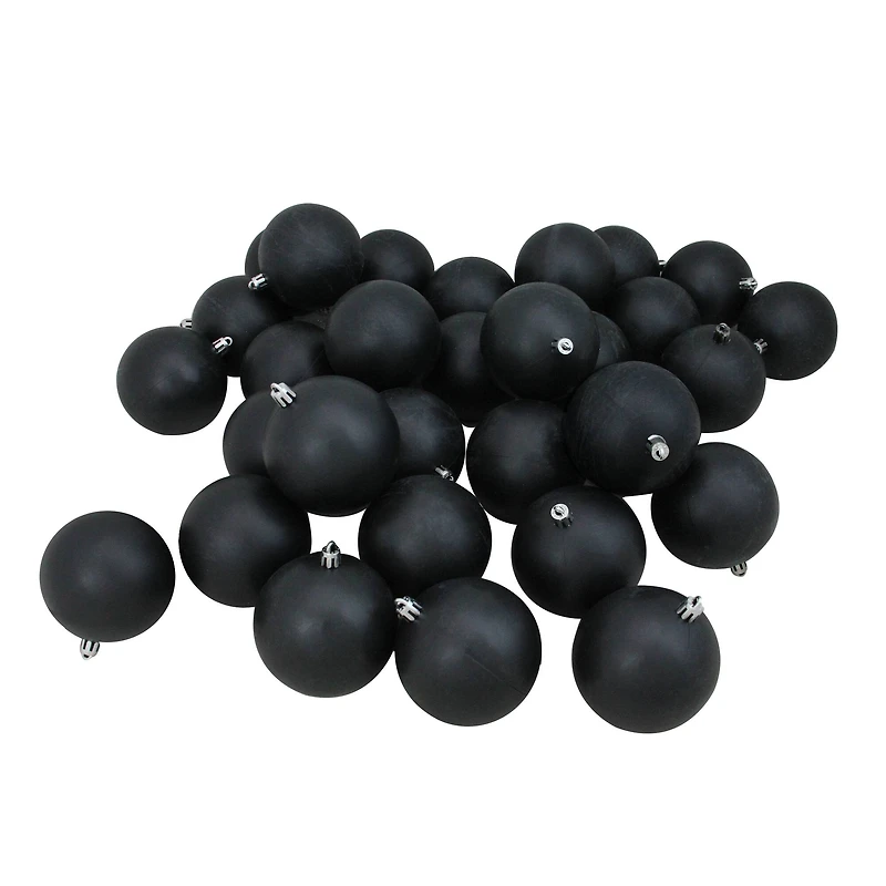 32ct. 3.25" Matte Black Shatterproof Ball Ornaments