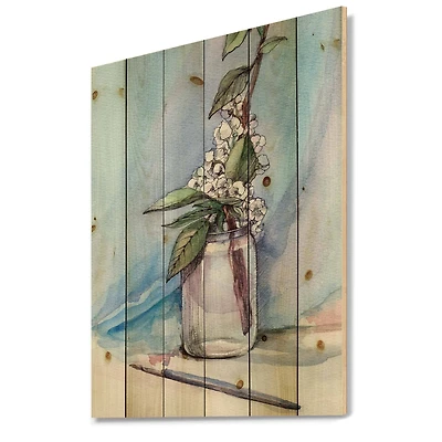 Designart - Cherry Blossom In Glass Jar