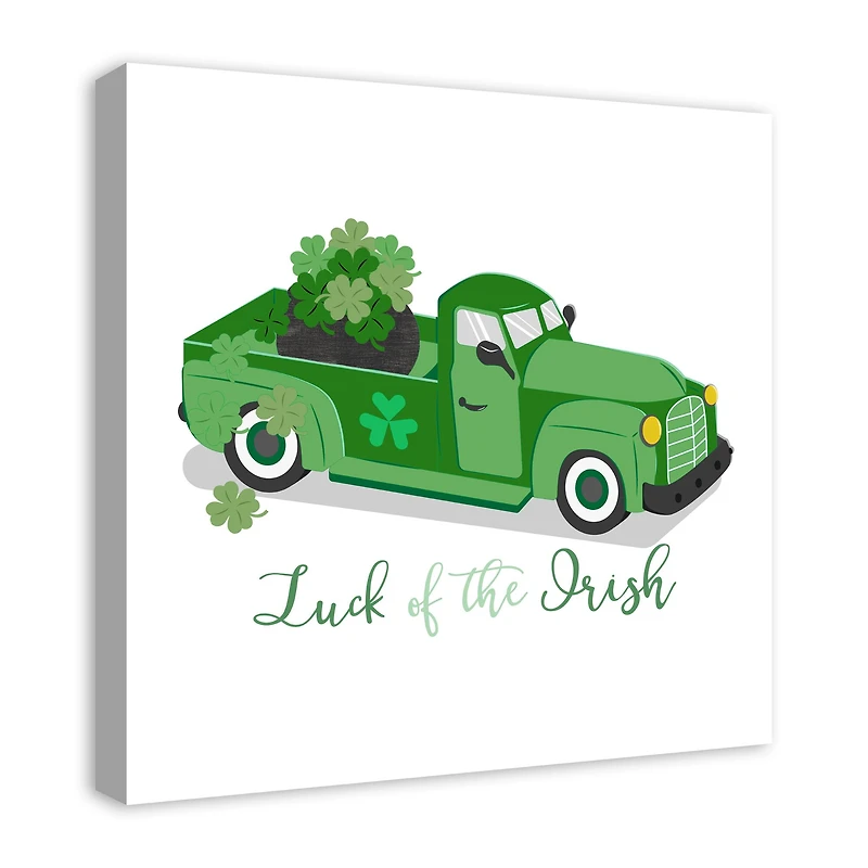 Plaid Green Truck Luck Canvas 24" x 24" Canvas Wall Art