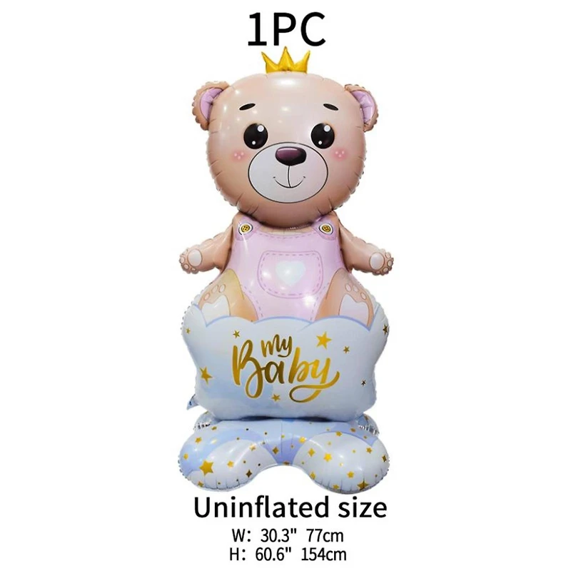 Wizardi Girl Bear with Crown Standing Foil Balloon Decoration