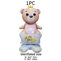Wizardi Girl Bear with Crown Standing Foil Balloon Decoration