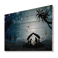 Designart Christmas Nativity Scene with Three Wise Men Print on Natural Pine Wood