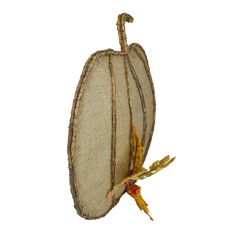 19" Beige Burlap & Vine Pumpkin Wall Décor