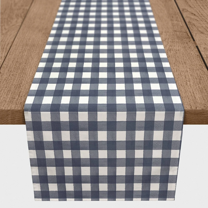 72" Navy Blue Buffalo Check Cotton Twill Table Runner