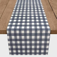 72" Navy Blue Buffalo Check Cotton Twill Table Runner