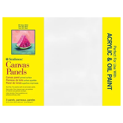 Strathmore® 300 Series White Canvas Panels, 12" x 16"