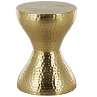 18.5" Gold Metal Hammered Accent Table with Hourglass Shape