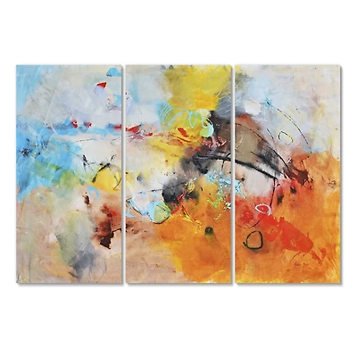 Designart - Blue And Yellow Color Spatters II - Modern Canvas Art Print