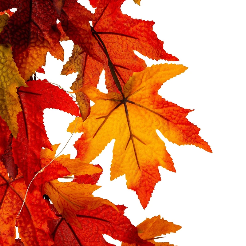 Glitzhome® 6ft. Fall Lighted Maple Leaves Garland
