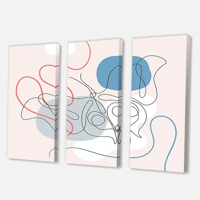 Designart - Butterfly One Line Drawing On Cubism Shapes II