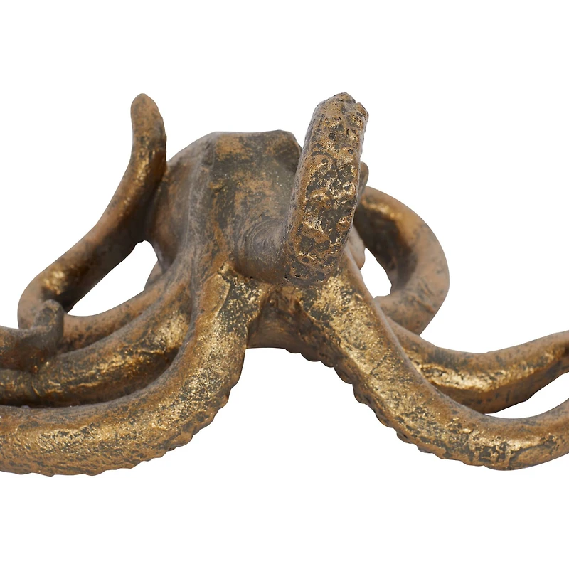 Black Polystone Coastal Sculpture, Octopus 5" x 11" x 7"