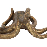 Black Polystone Coastal Sculpture, Octopus 5" x 11" x 7"