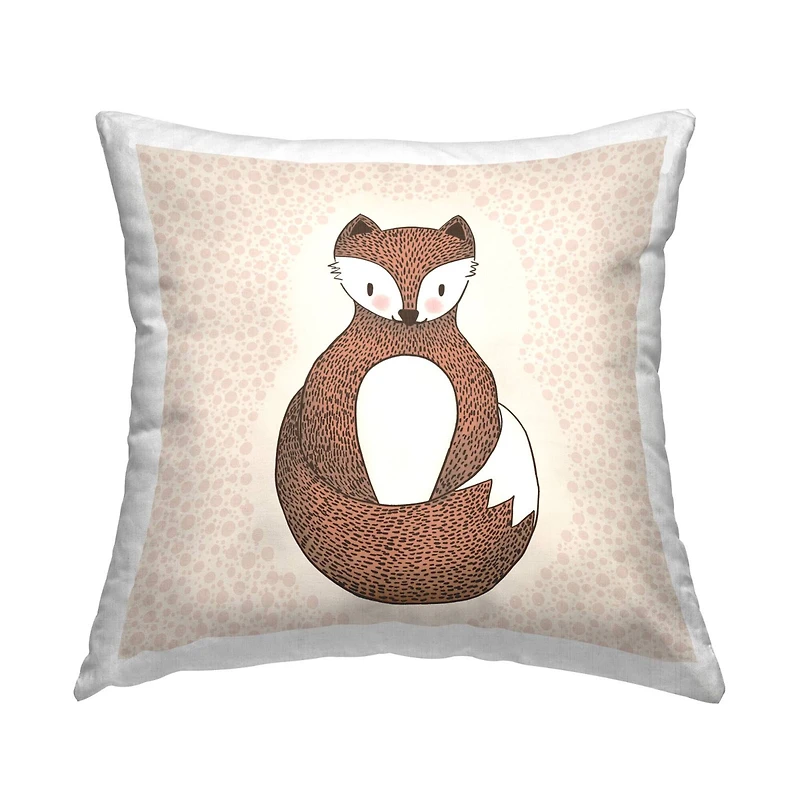 Stupell Industries Whimsical Smiling Fox Patterned Nursery Design Throw Pillow, 18" x 18"